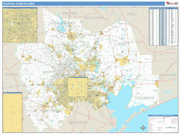 Houston-The Woodlands-Sugar Land Metro Area Wall Map Basic Style